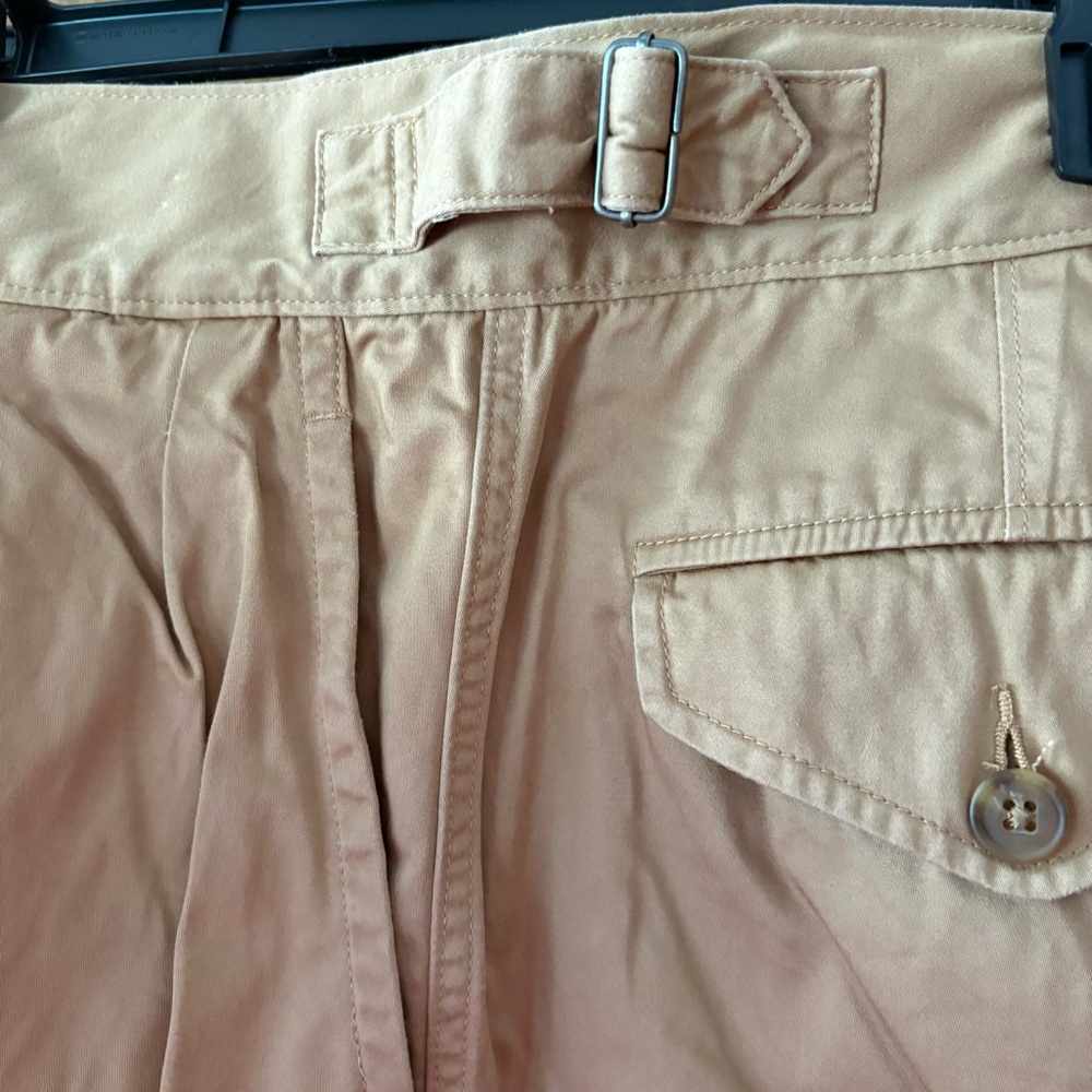 UNIQLO U sz L 33-36 inch Khaki Brown Pleated Cotton Shorts Zip Fly - Picture 10 of 15